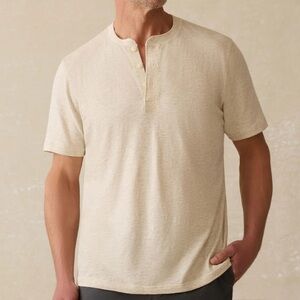 Faherty Short Sleeve Sun Washed Henley White Large New With Tags